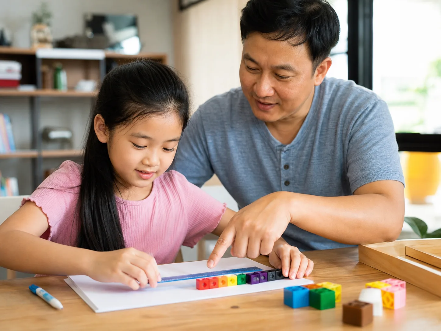 Bé học Toán bằng khối đếm cùng bố