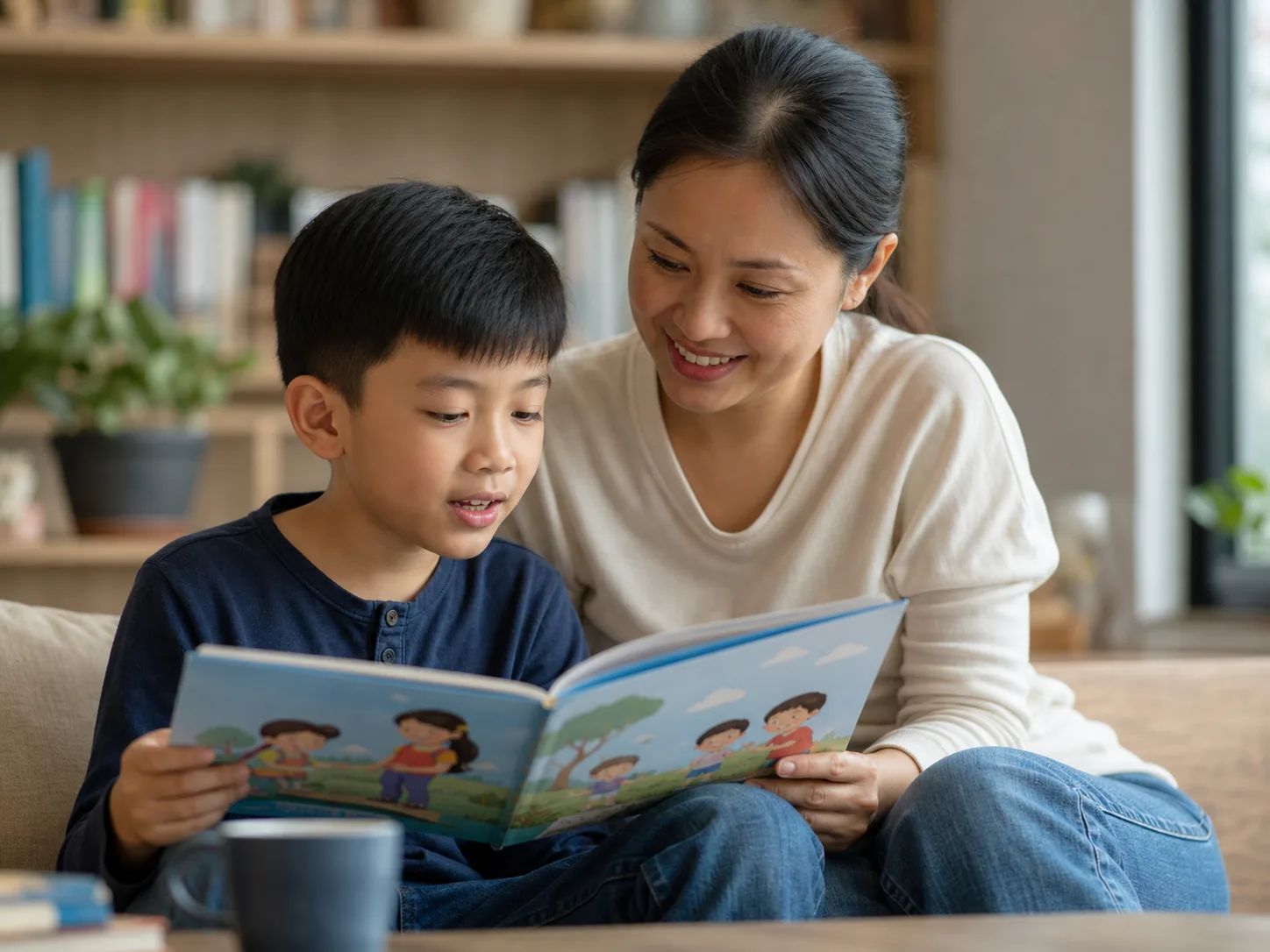 Bé đọc sách cùng mẹ